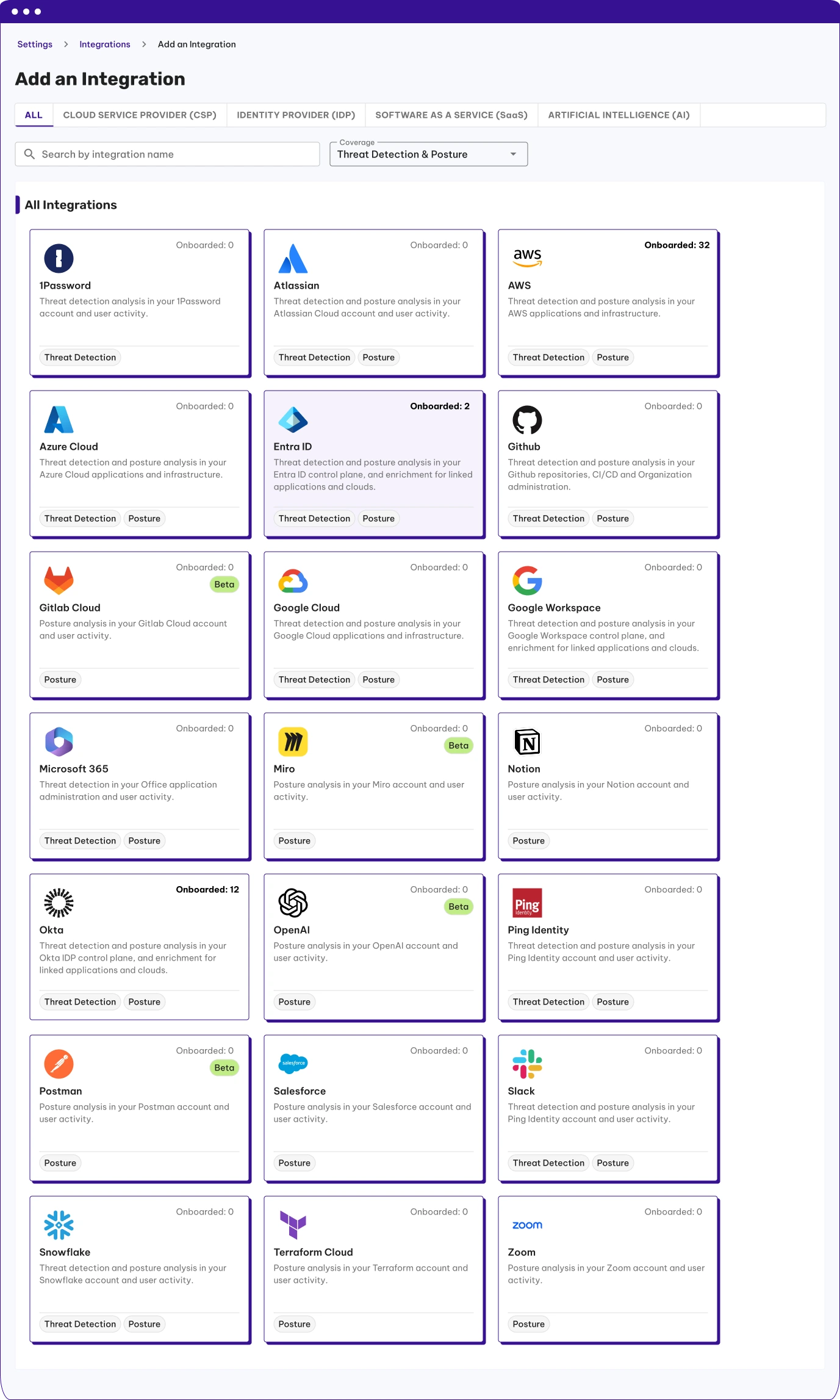 Integrations page redesign